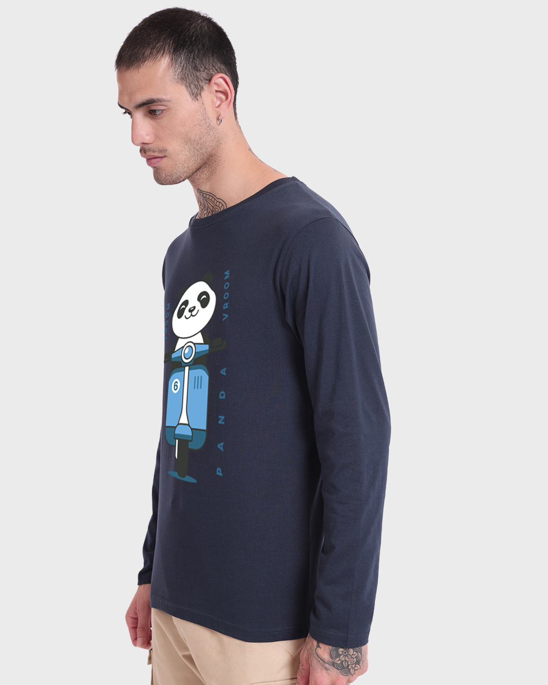 Shop Men's Navy Blue Vroom Panda Graphic Printed T-shirt-Back