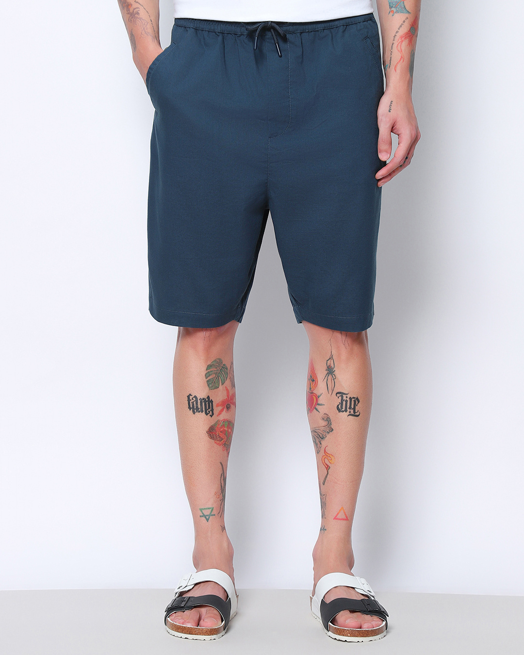 Shop Men's Blue Drop Crotch Oversized Shorts-Back