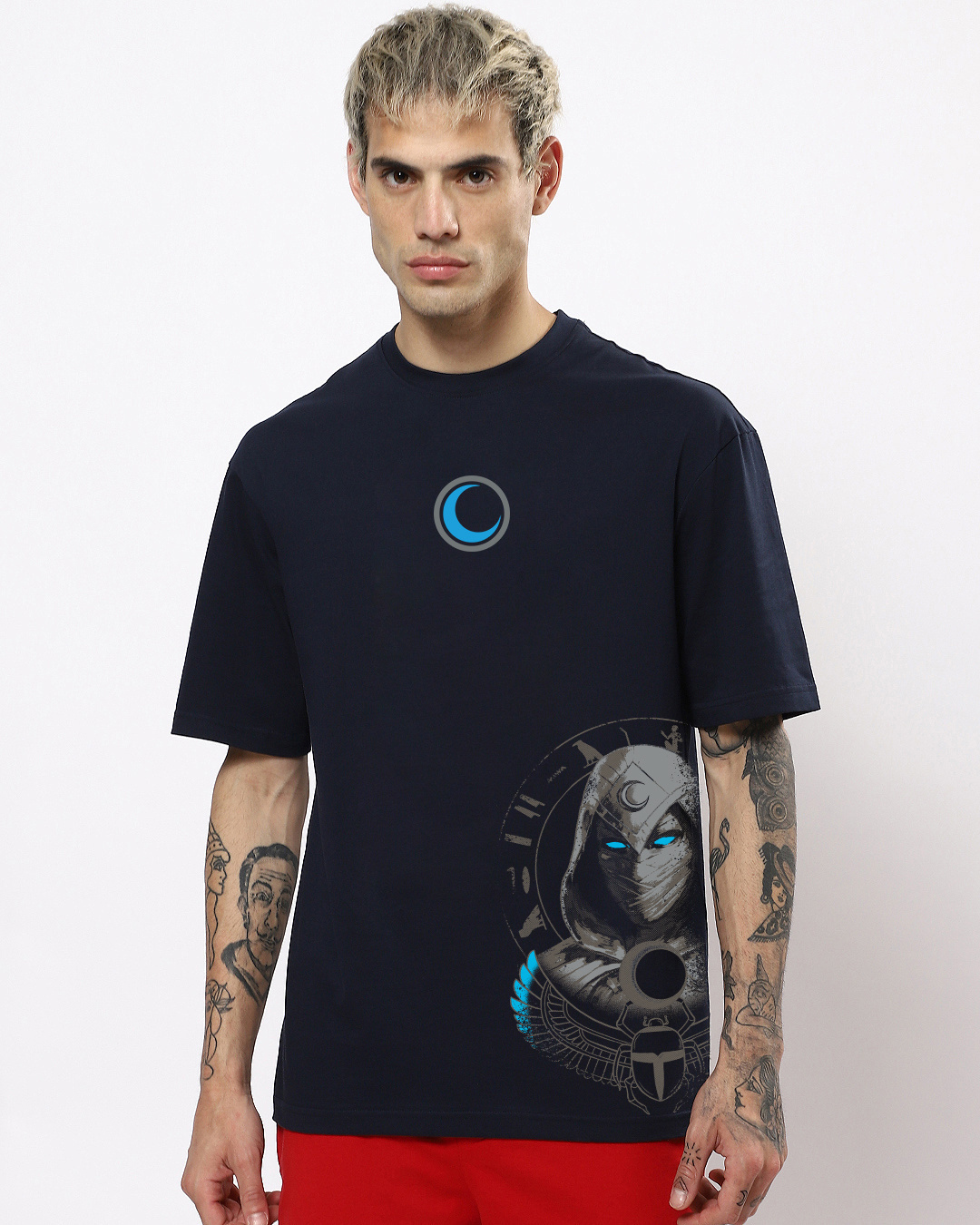 Buy Men's Navy Moon Knight Graphic Printed Oversized T-shirt Online at ...