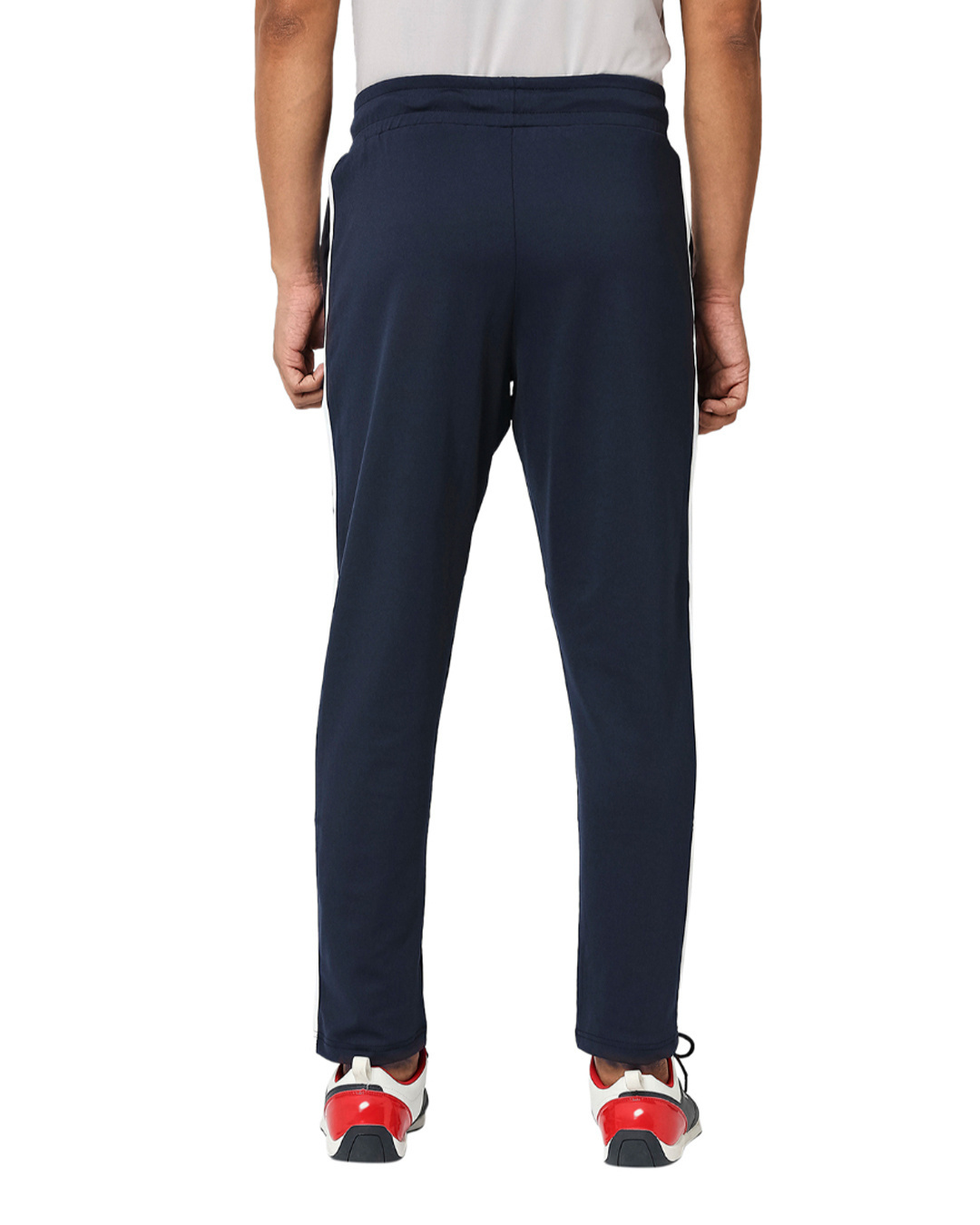 Shop Men's Navy Solid Regular Fit Track Pants-Back