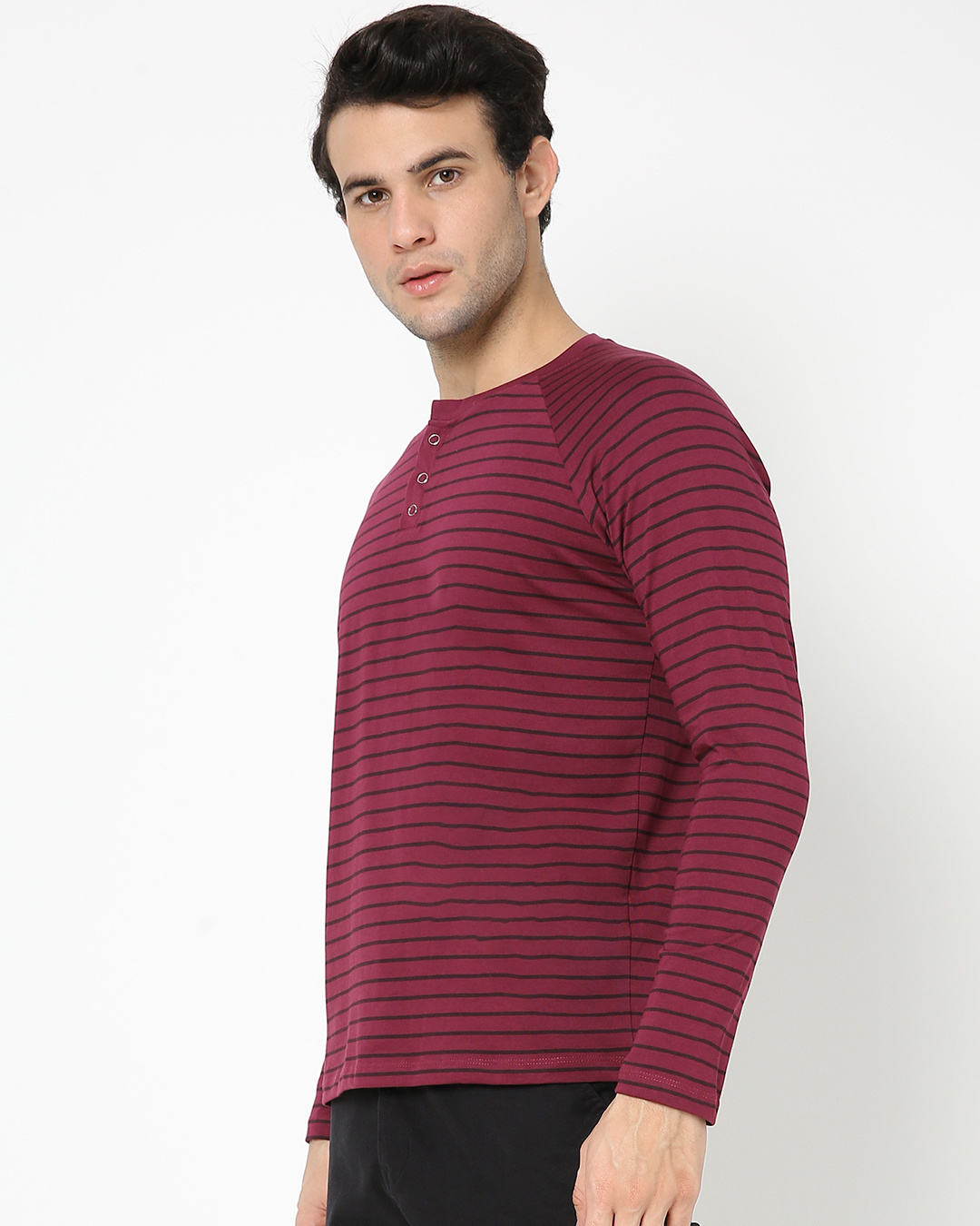 Shop Men's Not So Wine Stripe Henley Full Sleeve T-shirt-Back