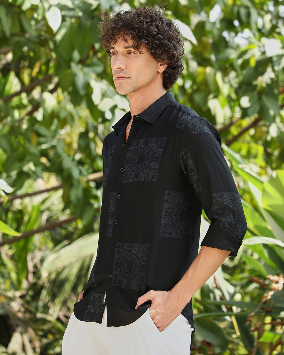 Shop Men's Obsidian Black All Over Printed Shirt-Back