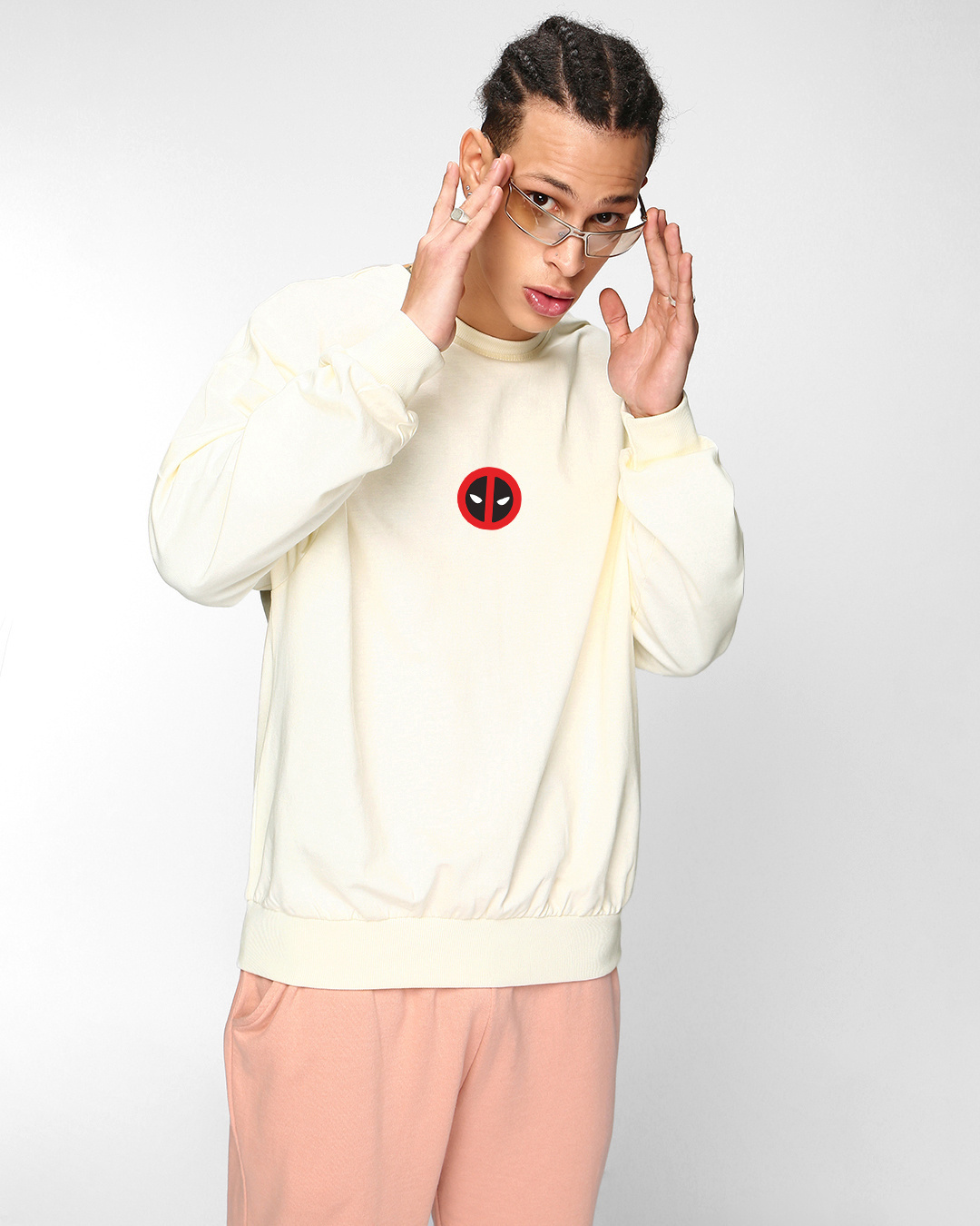 Shop Men's Off White King Deadpool Graphic Printed Oversized Sweatshirt-Back