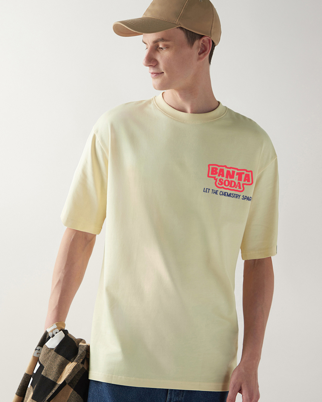 Shop Men's Off White Banta Hai Graphic Printed Oversized T-shirt-Back