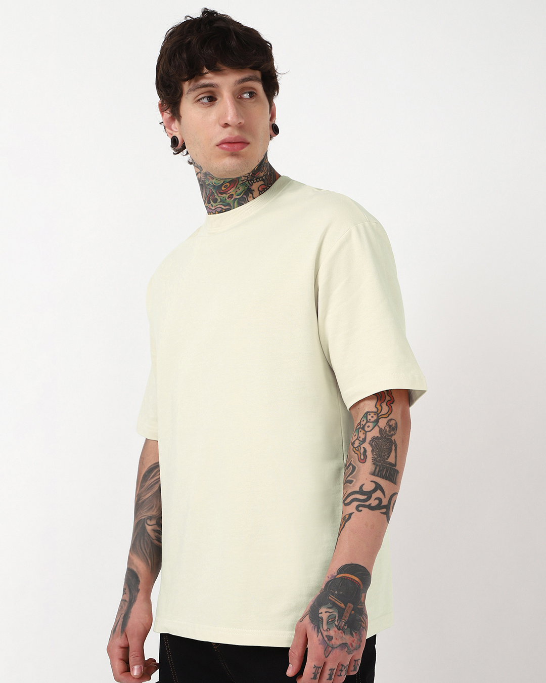 Shop Men's Off White Oversized T-shirt-Back