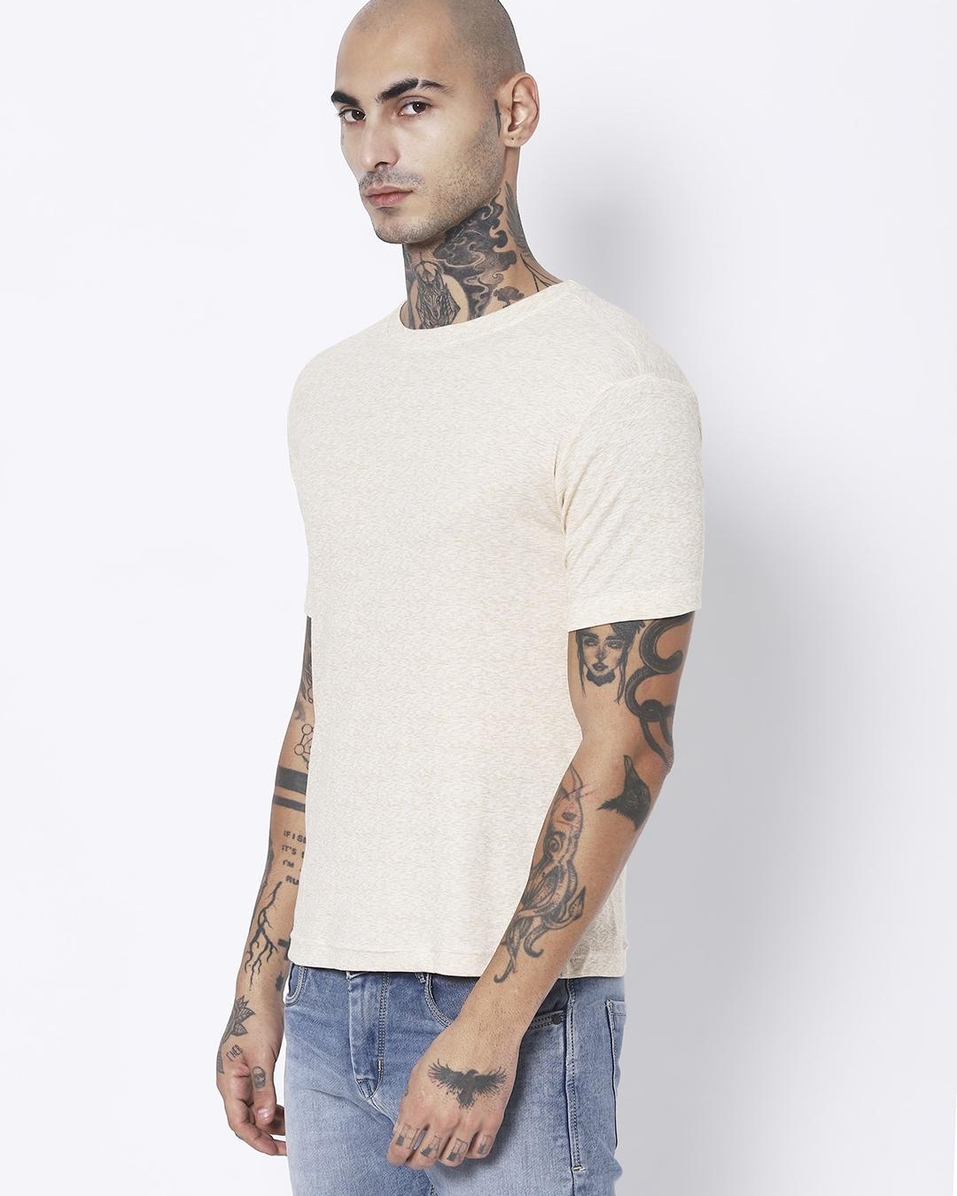 Shop Men's Off White Self Designed T-shirt-Back