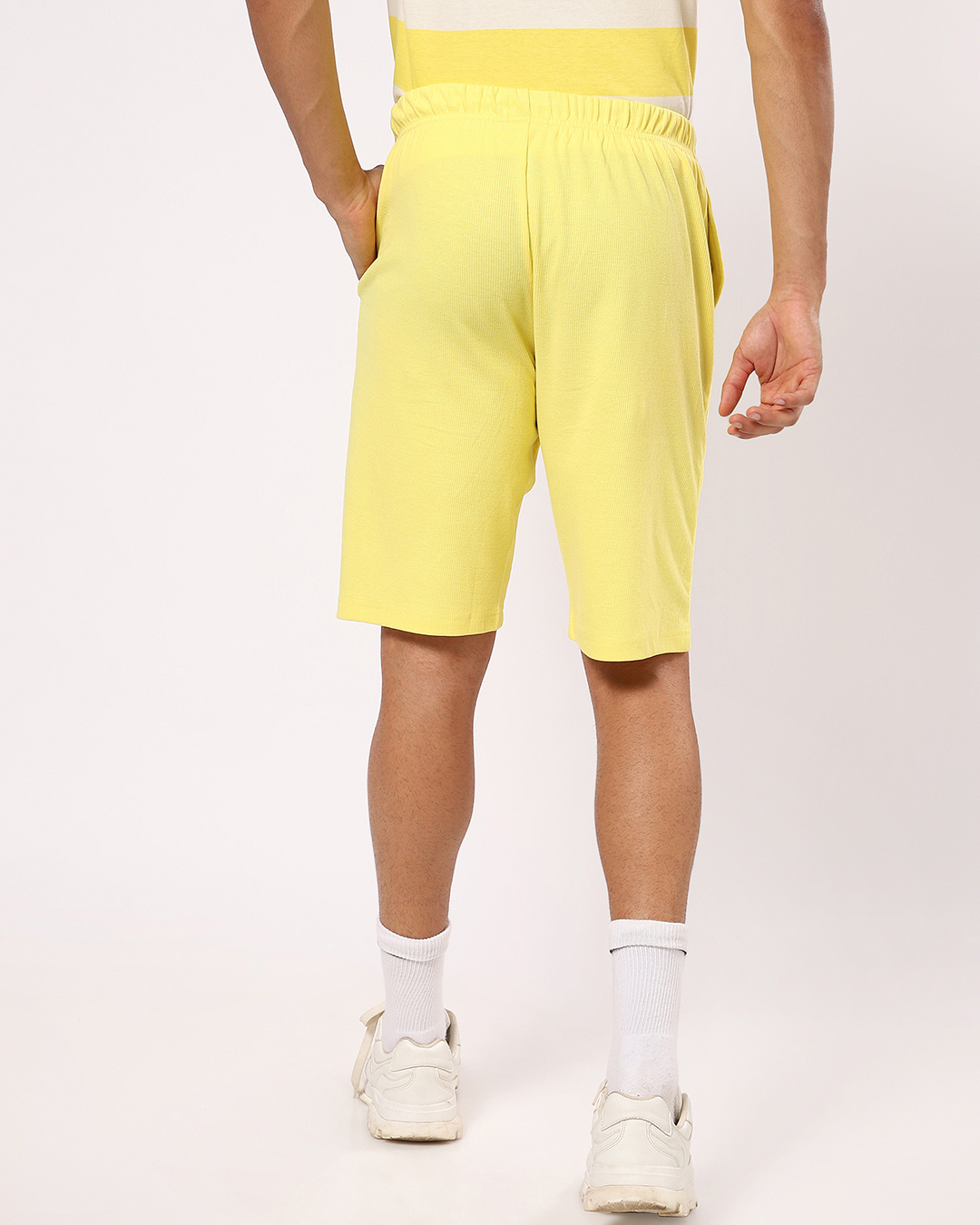 Shop Men's Oh Phak Birthday Yellow Badge Print Shorts-Back