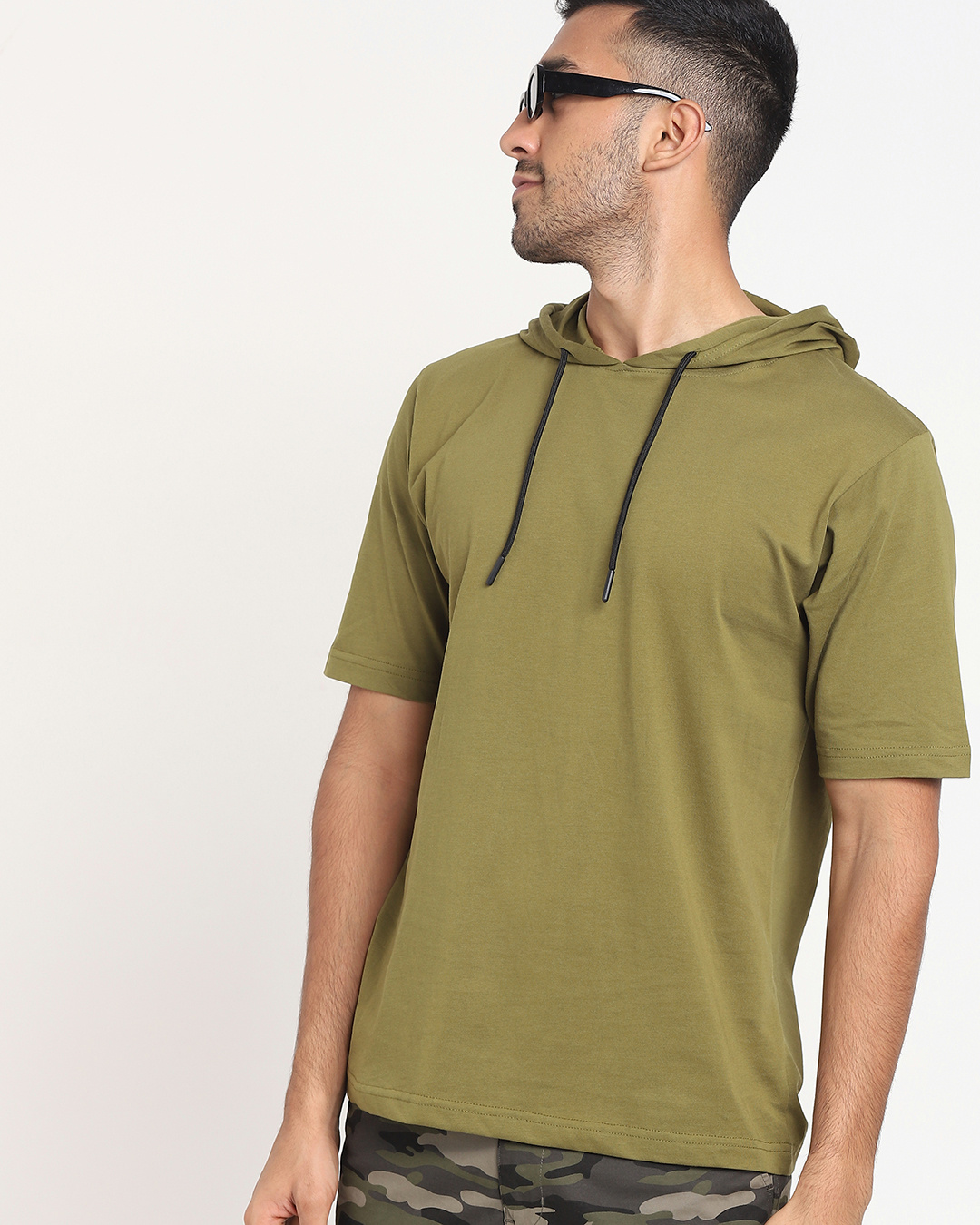 Buy Men's Olive Branch Half Sleeve Hoodie T-shirt Online at Bewakoof