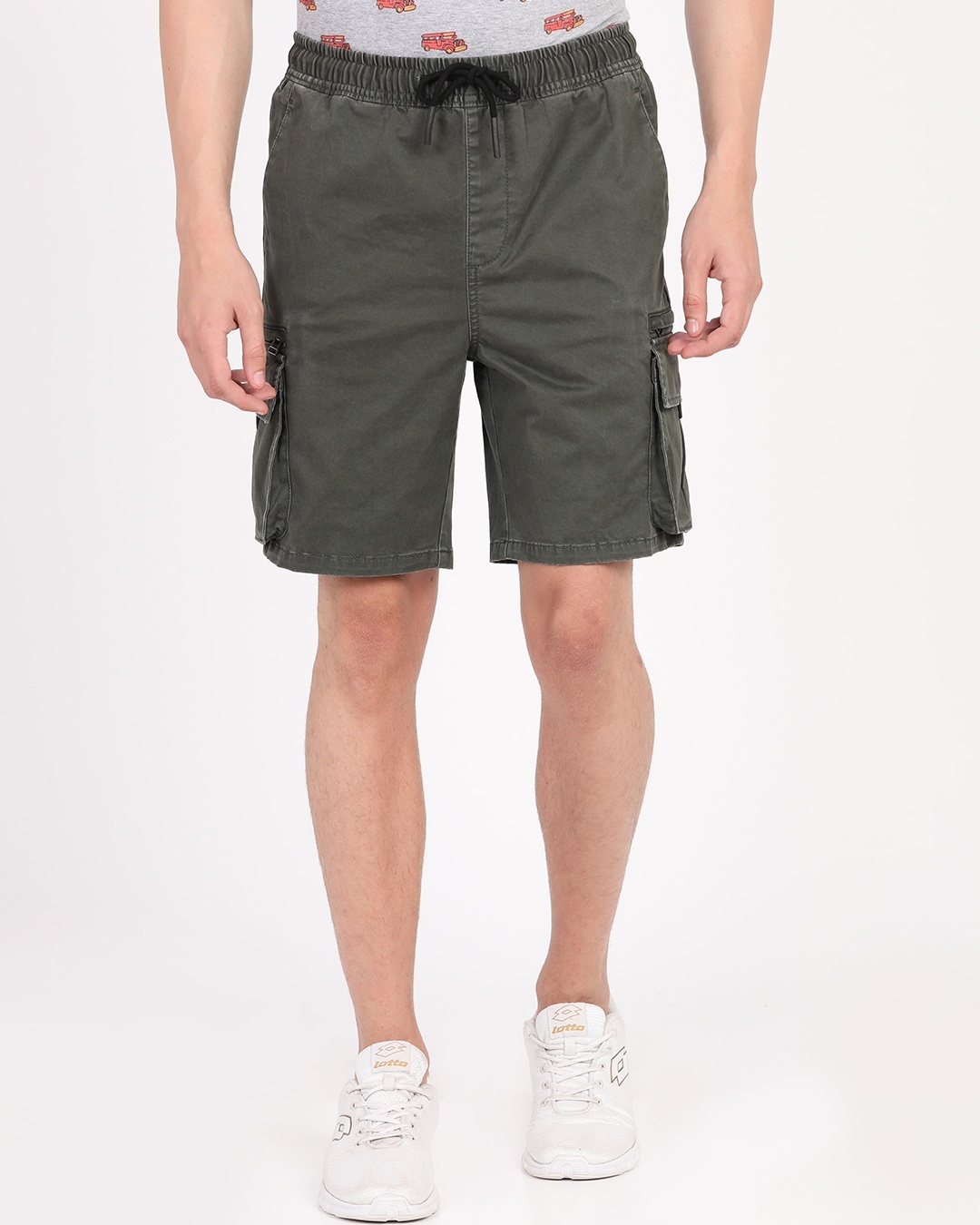 Shop Men's Olive Cotton Shorts-Back