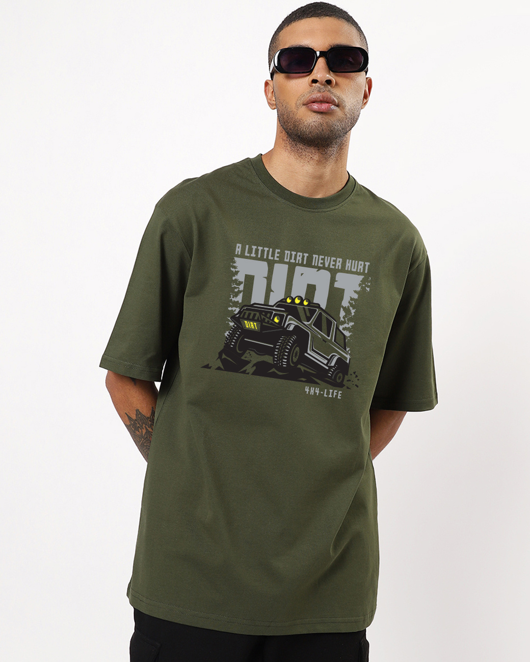 Buy Men's Olive Dirt Never Hurt Graphic Printed T-shirt Online at Bewakoof