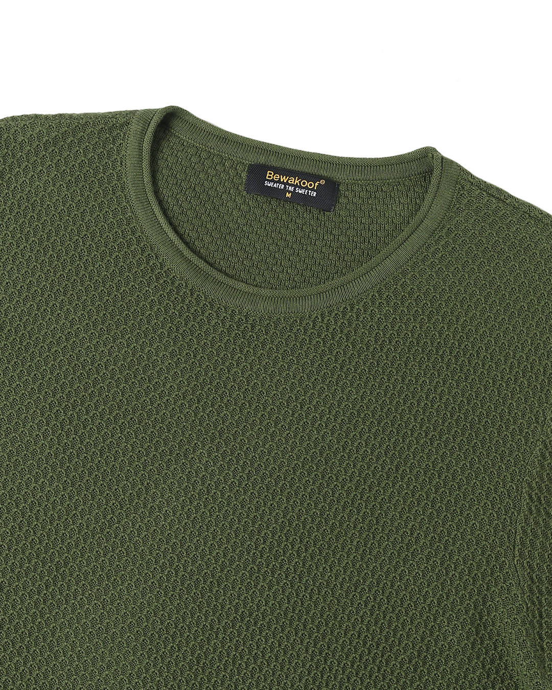 Olive Flat Knits Sweater for Men 