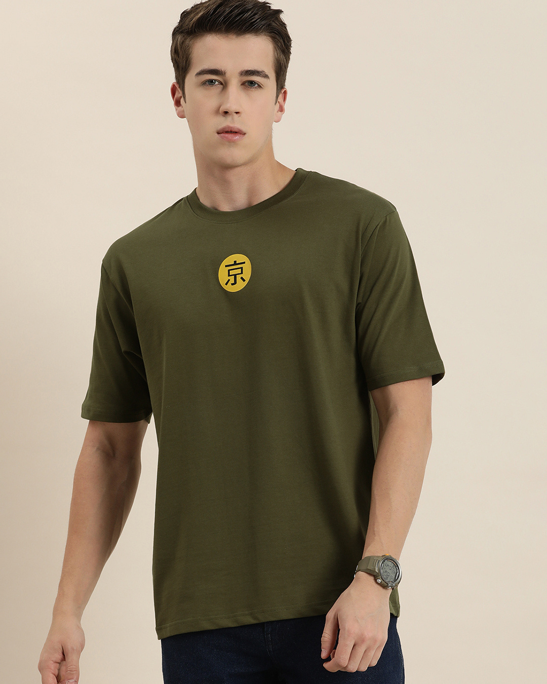 Buy Men s Olive Green Graphic Printed Oversized T shirt Online At Bewakoof buy-men-s-olive-green-graphic-printed-oversized-t-shirt-online-at-bewakoof