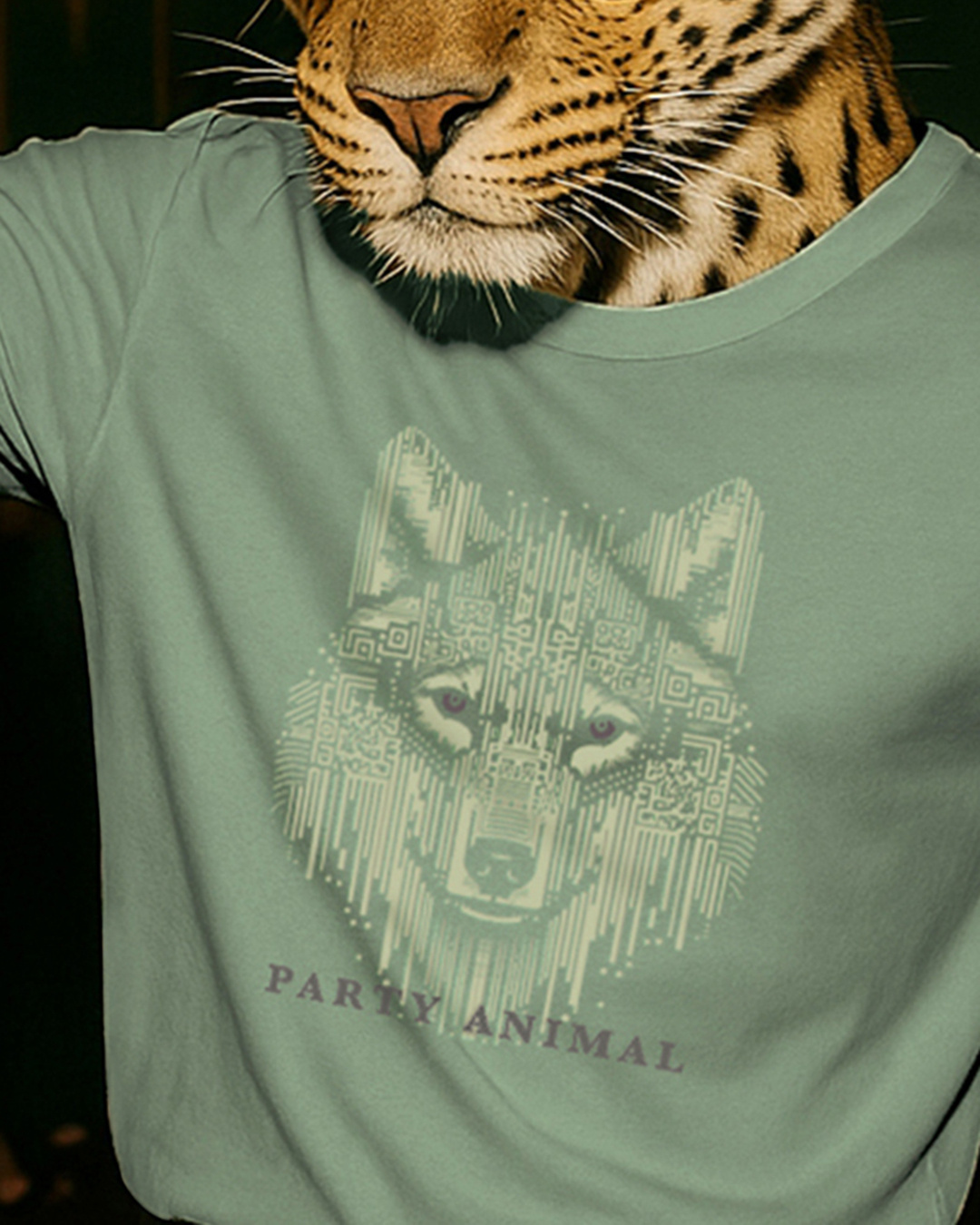 Buy Men's Olive Green Party Animal Graphic Printed T-shirt Online at ...
