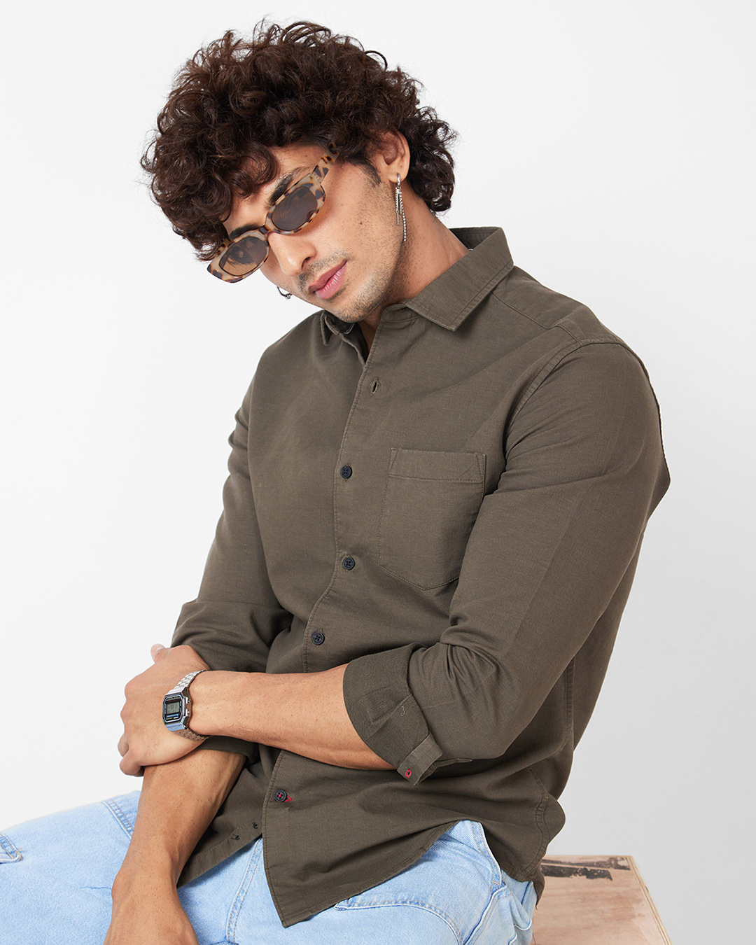 Buy Men's Olive Green Shirt Online at Bewakoof