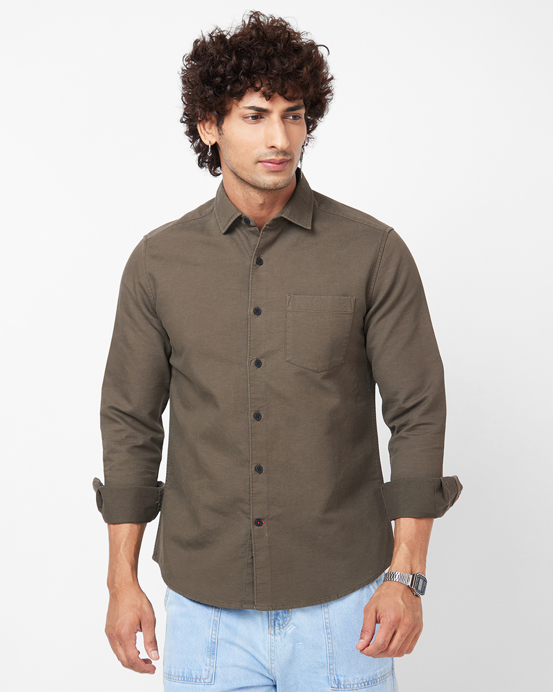Buy Men's Olive Green Shirt Online at Bewakoof