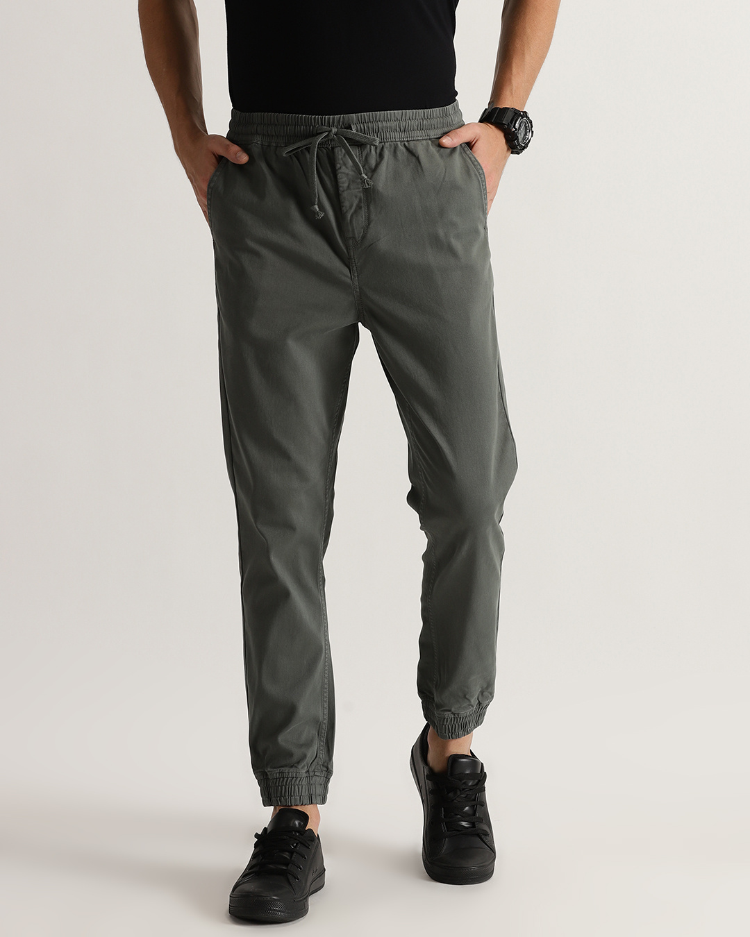Buy Men's Olive Green Slim Fit Everyday Joggers Online at Bewakoof