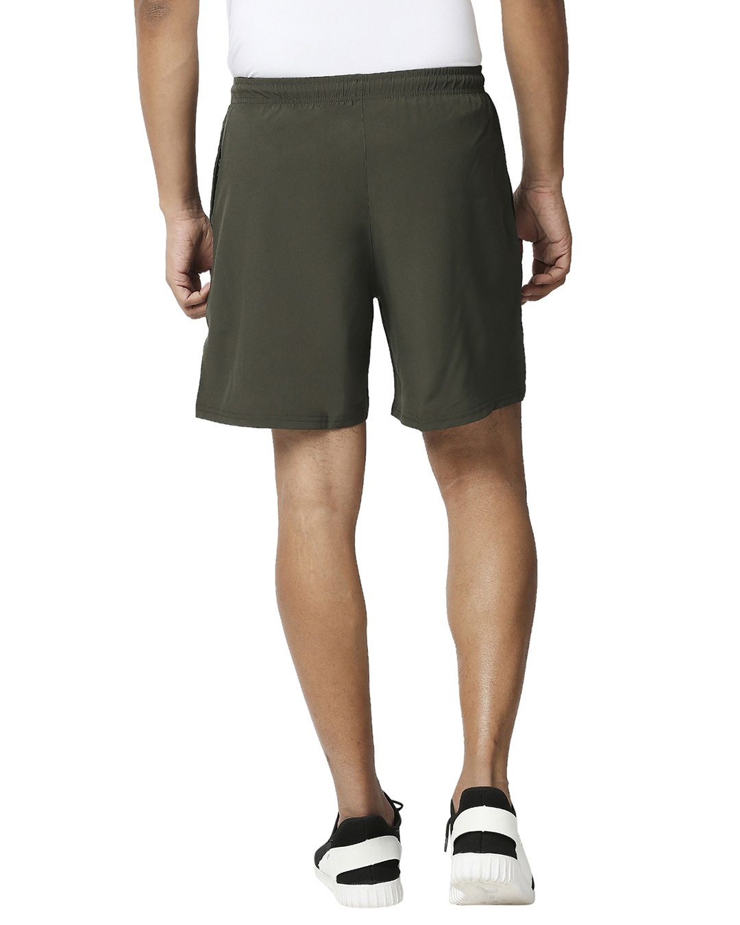 Shop Men's Olive Printed Casual Shorts-Back