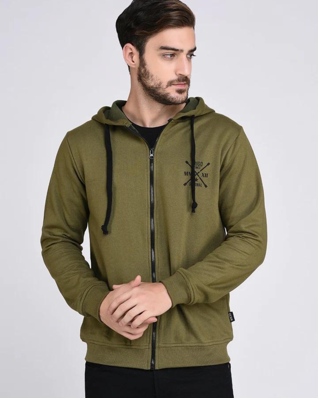 Buy Men's Olive Printed Hoodie Online at Bewakoof