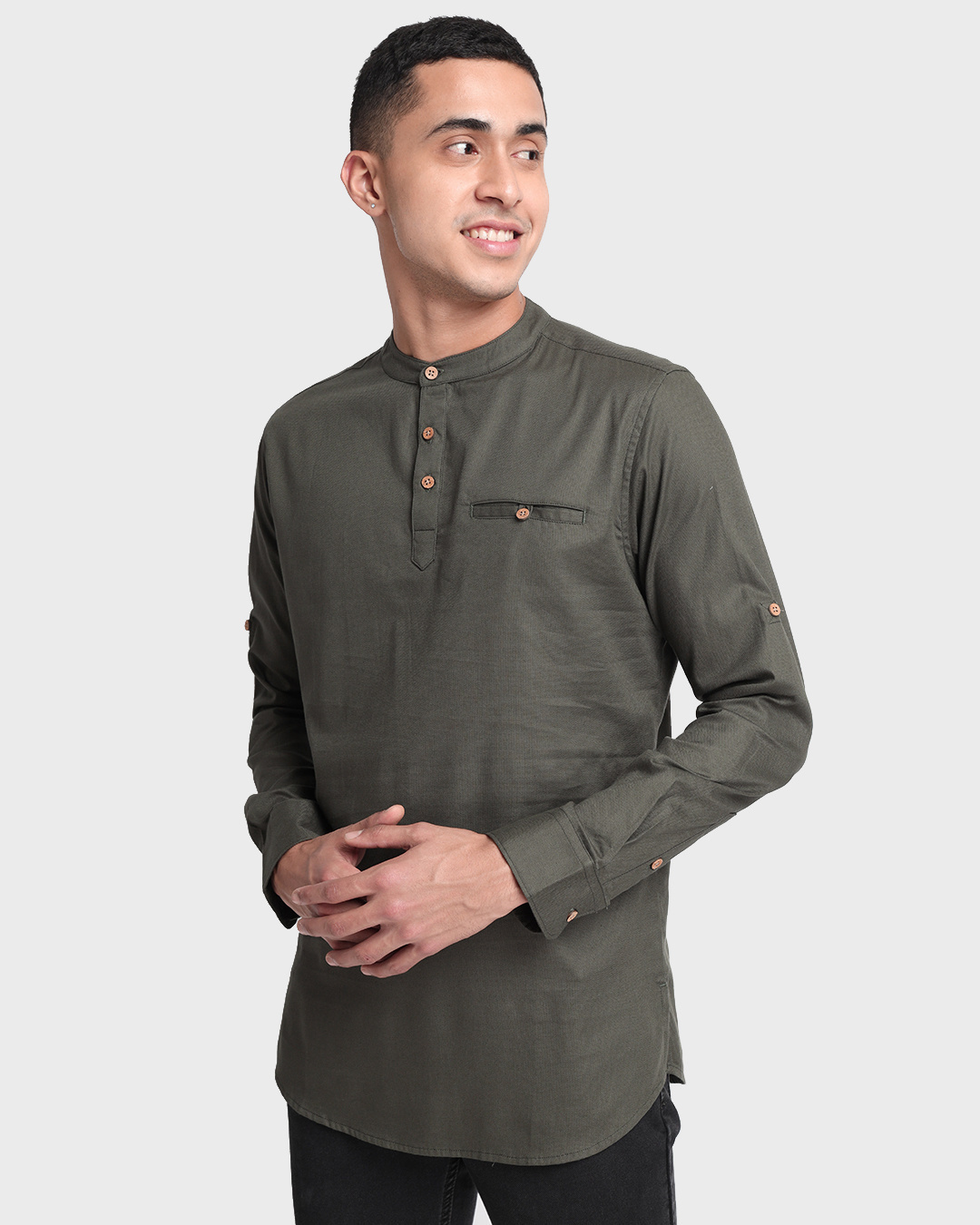 Buy Men's Olive Relaxed Fit Short Kurta Online at Bewakoof