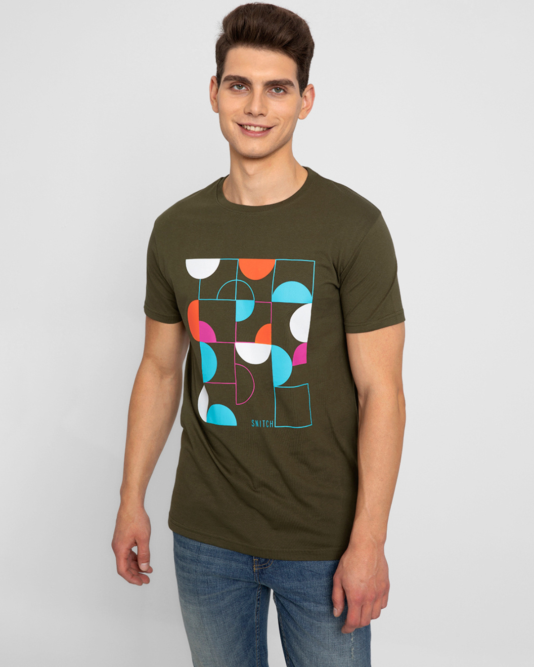 Shop Men's Olive Shuffle Graphic Printed T-shirt-Back