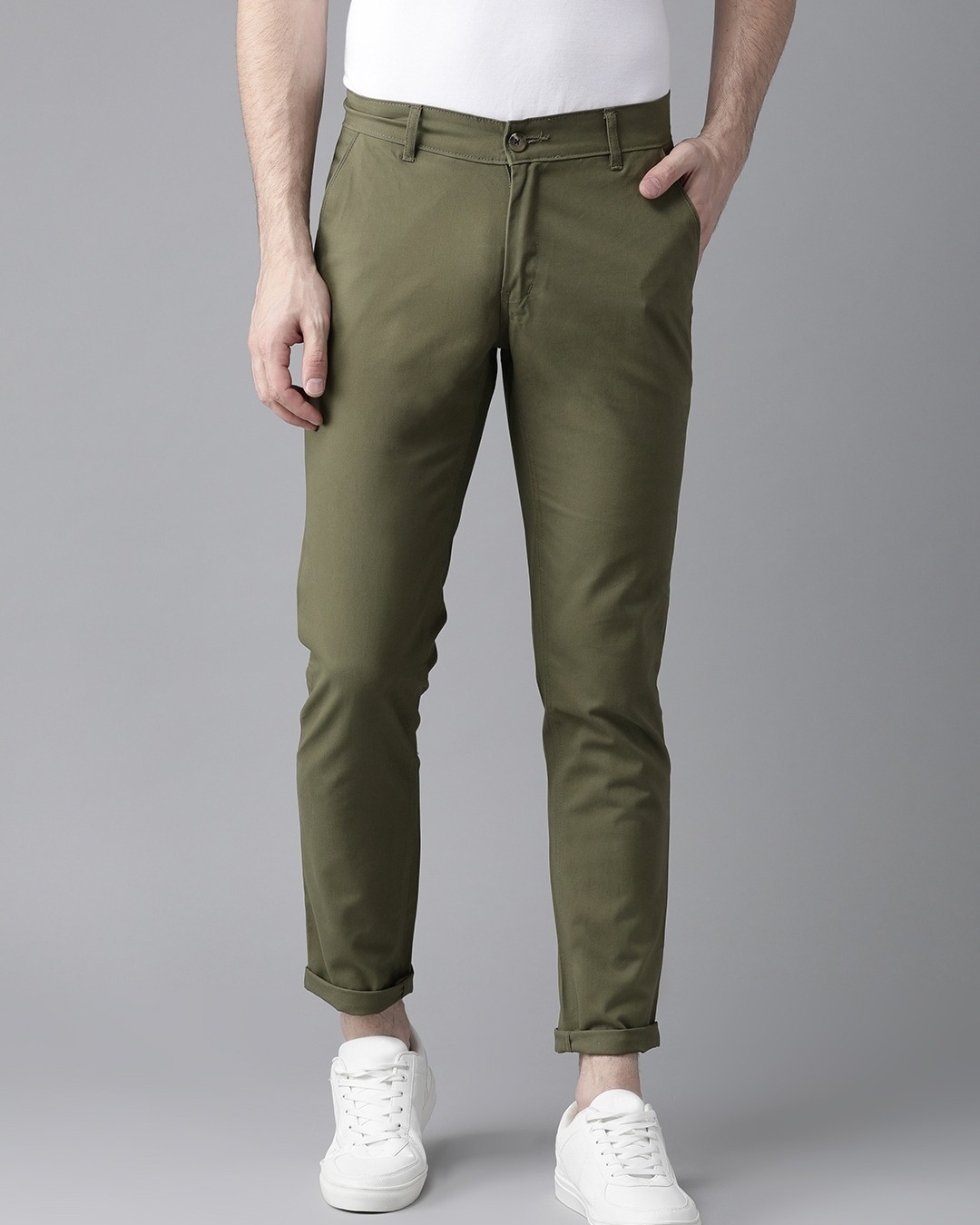 Buy Men's Olive Slim Fit Chinos Online at Bewakoof