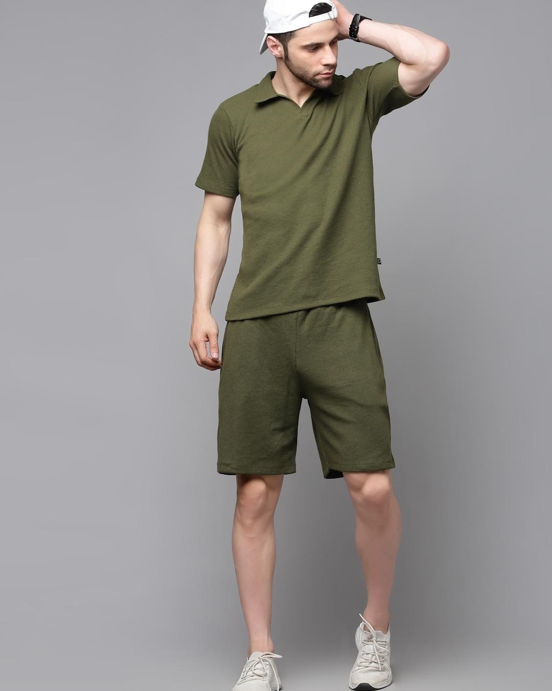 Men's Olive Abstract Slim Fit Shirt