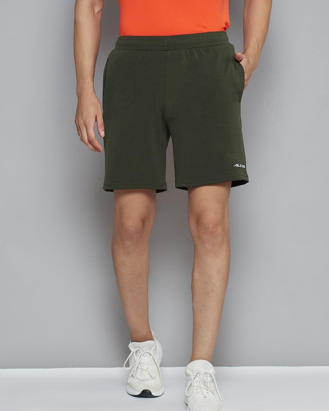 Shop Men's Olive Slim Fit Shorts-Back