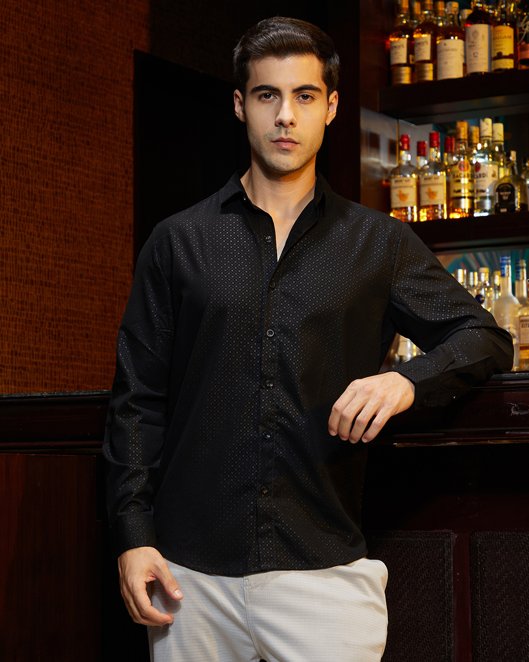 Shop Men's Onyx Black All Over Printed Shirt-Back