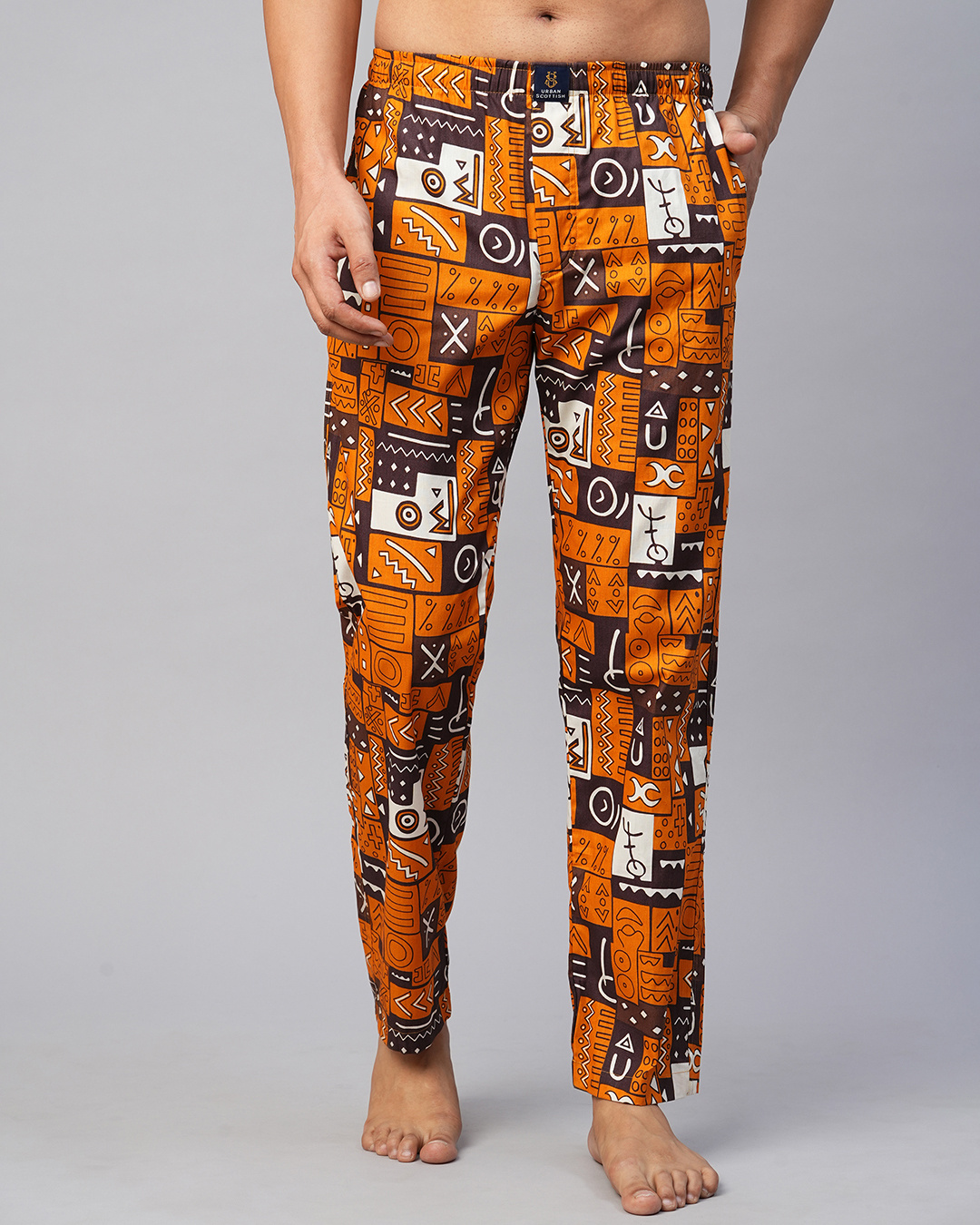 Buy Men's Orange All Over Printed Pyjamas Online in India at Bewakoof
