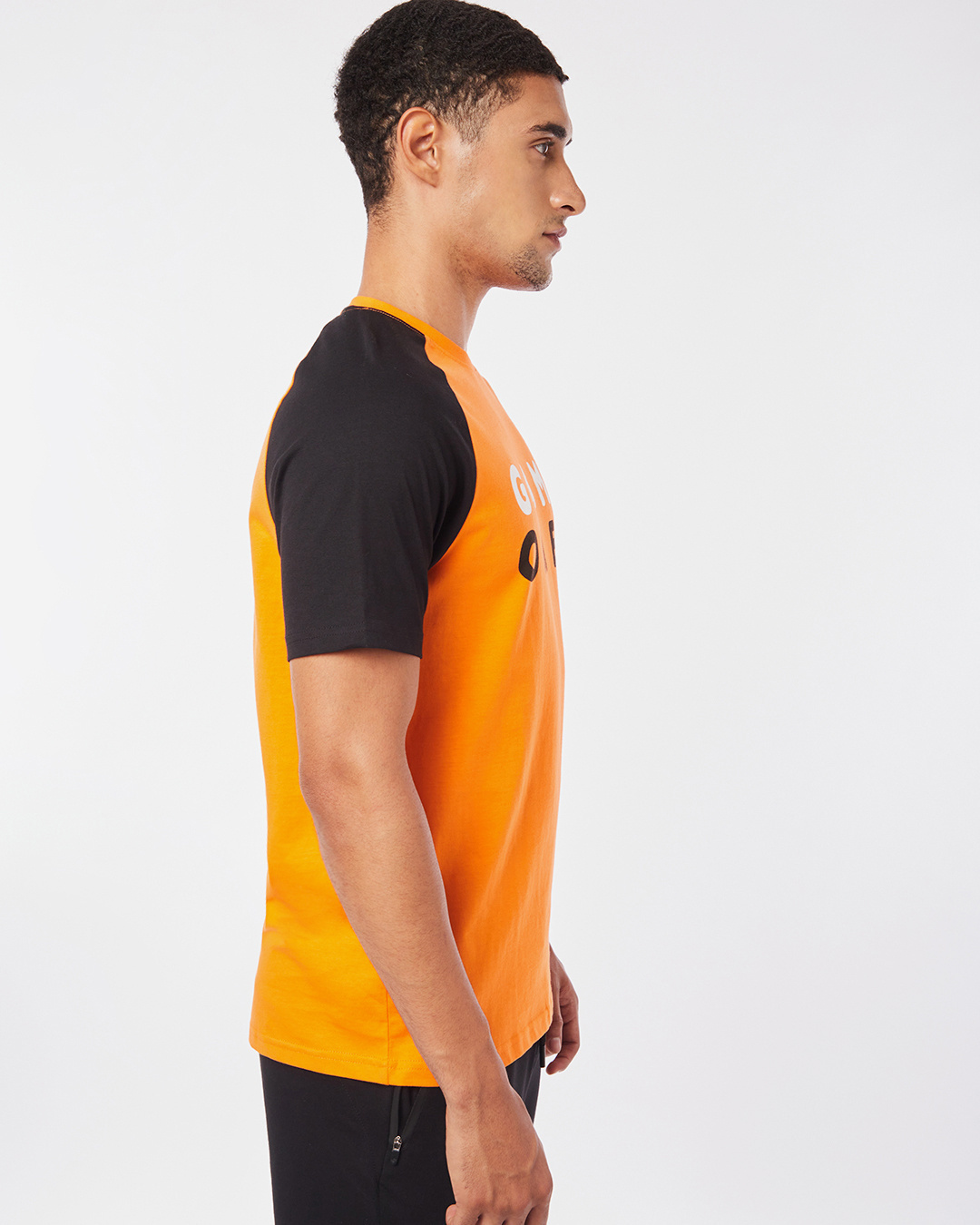 Shop Men's Orange and Black Game Over Color Block Typography T-shirt-Back