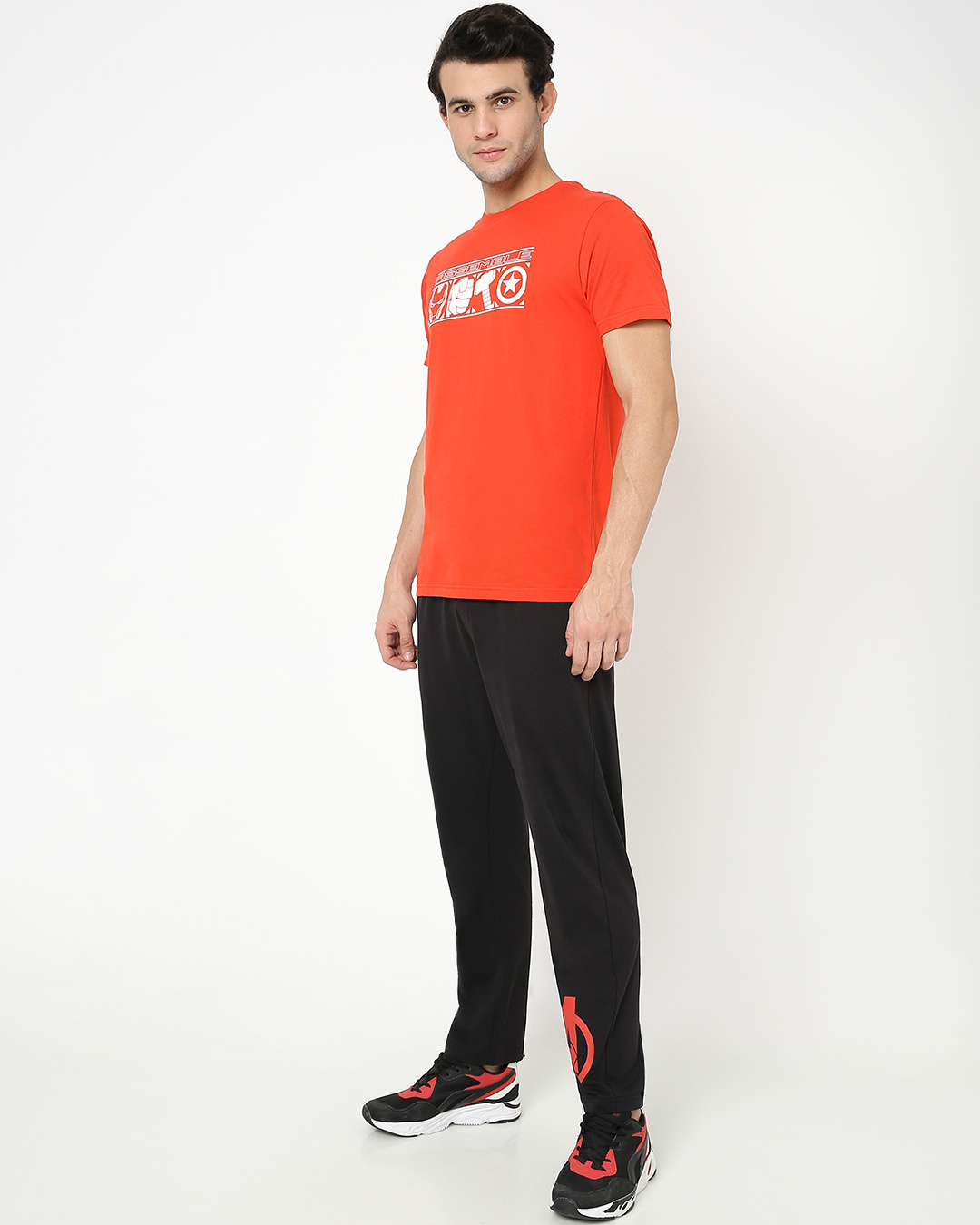 Shop Men's Orange and Black Printed T-Shirt & Pyjama Set-Back