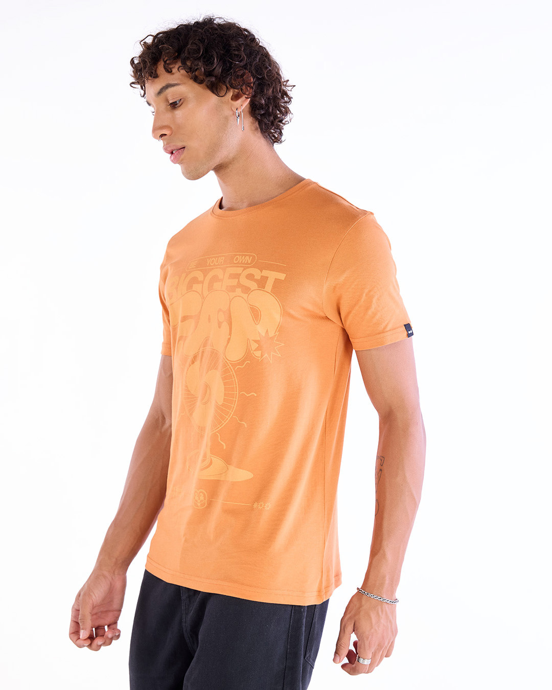 Shop Men's Orange Biggest Fan Graphic Printed T-shirt-Back