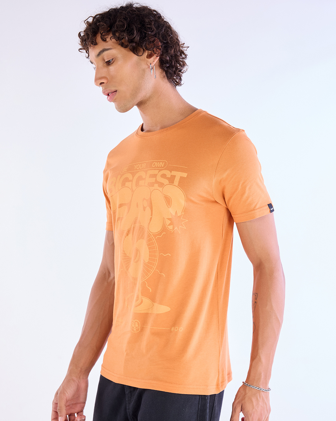 Shop Men's Orange Biggest Fan Graphic Printed T-shirt-Back