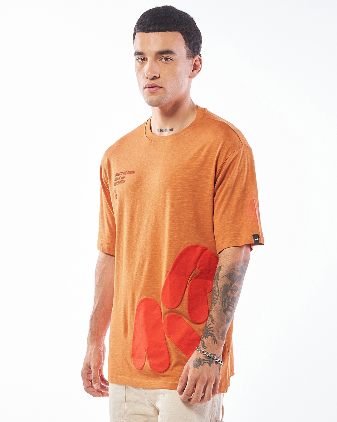 Shop Men's Orange Billionaire Graphic Printed Oversized T-shirt-Back