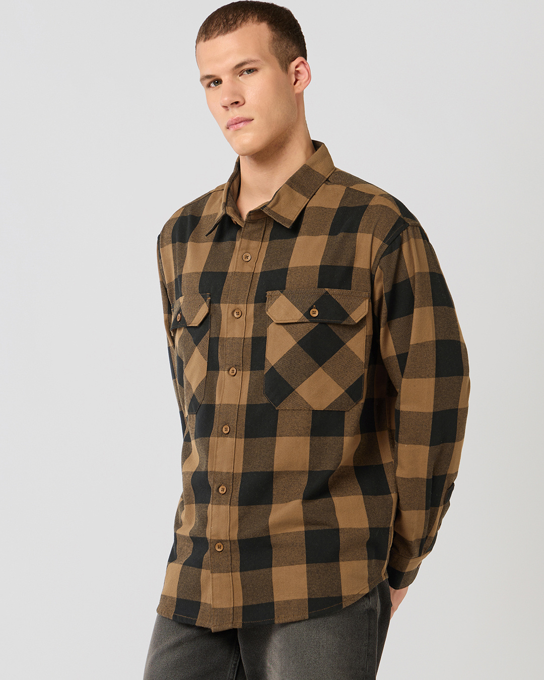 Shop Men's Orange & Black Checked Oversized Shirt-Back