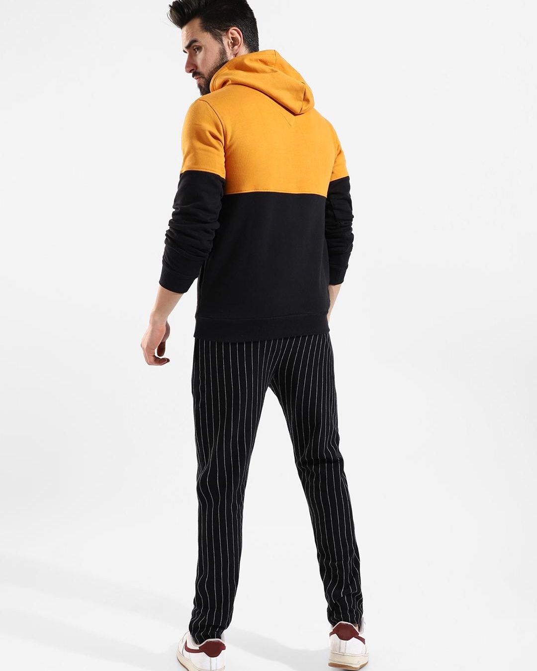 Shop Men's Orange & Black Color Block Tracksuit-Back