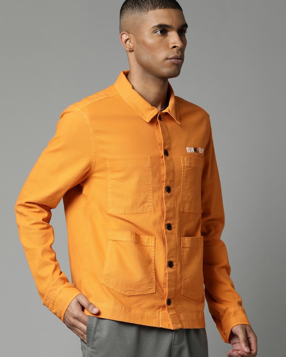 Shop Men's Orange Typography Jacket-Back