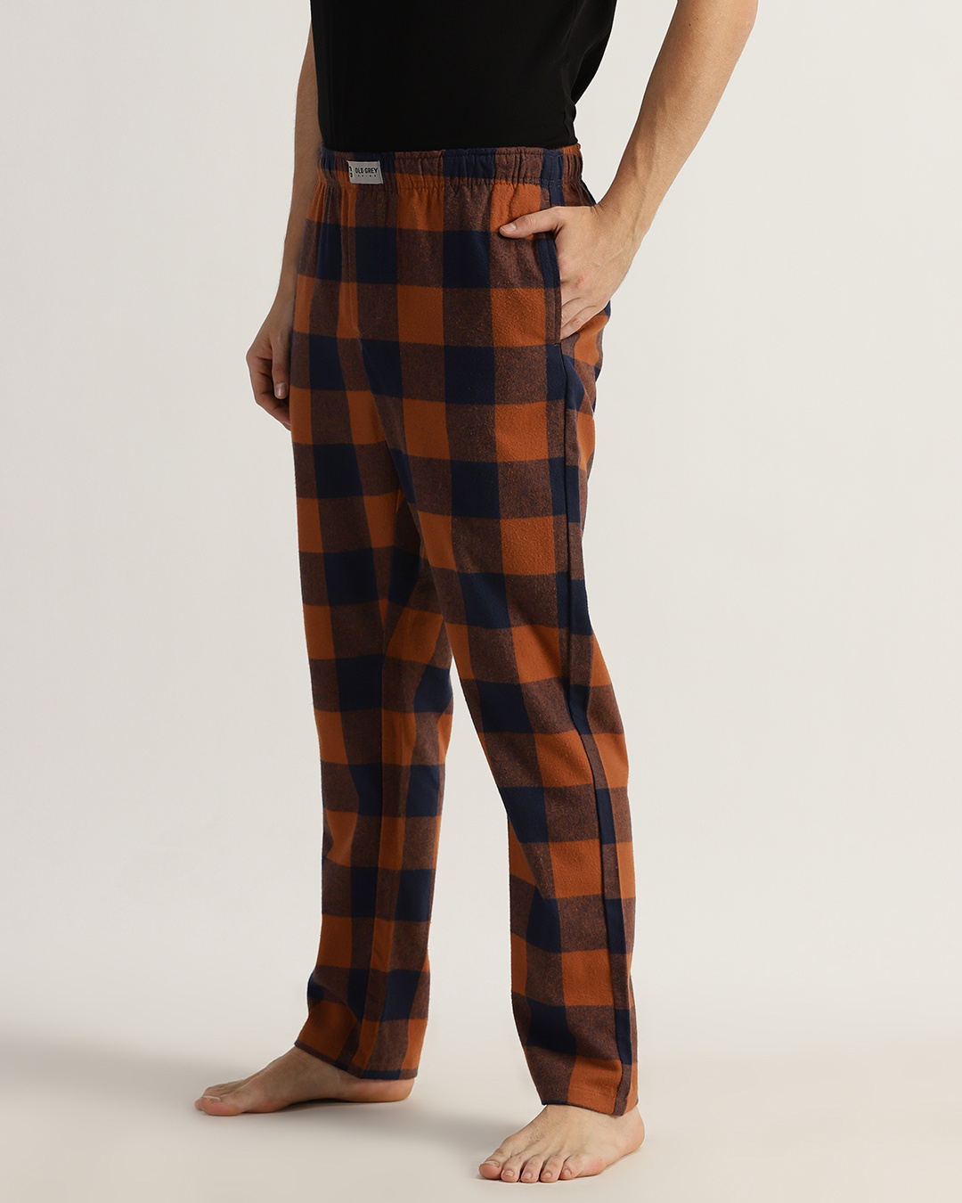 Buy Men's Orange & Blue Checked Pyjamas Online in India at Bewakoof