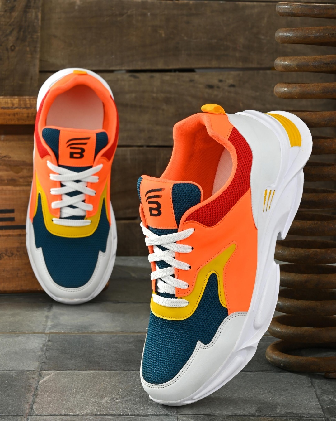 Buy Men's Orange Color Block Casual Shoes Online in India at Bewakoof