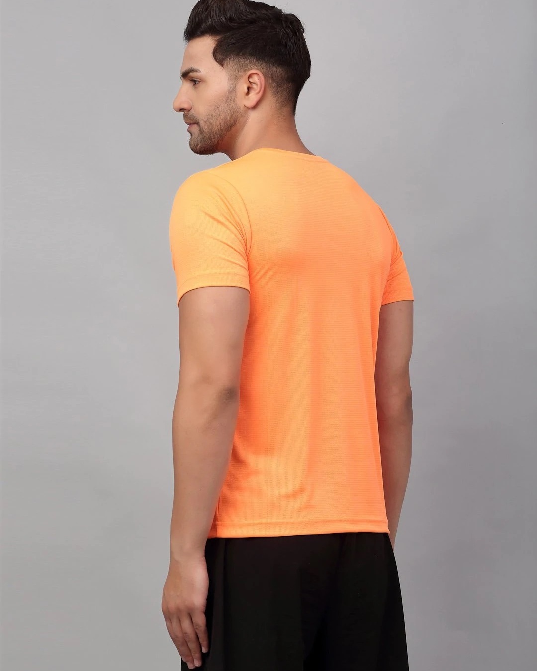 Shop Men's Orange Color Block T-shirt-Back