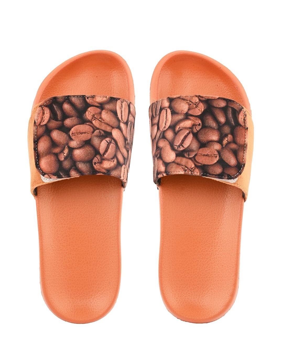 Shop Men's Orange Coffee Printed Adjustable Strap Sliders-Back