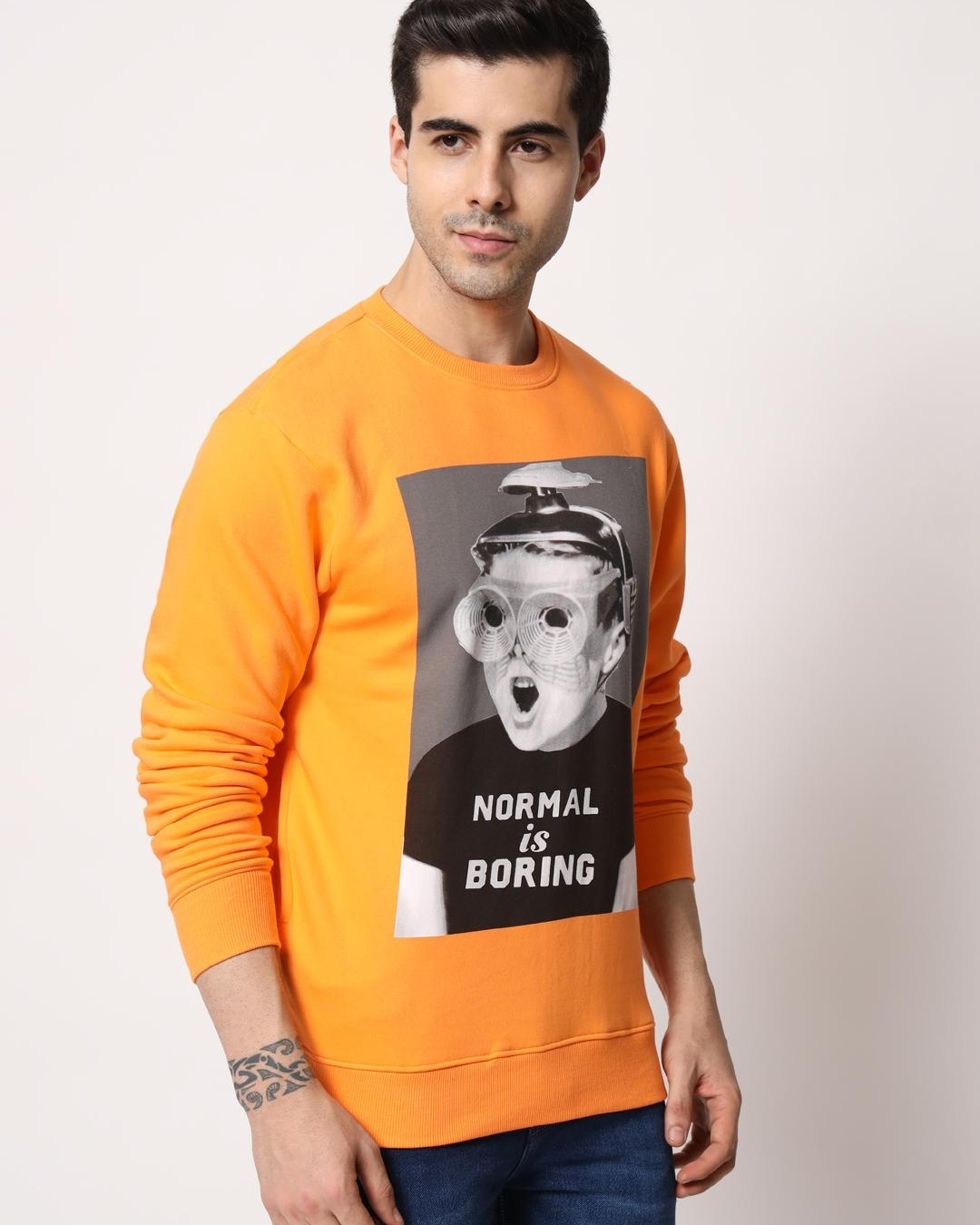 Shop Men's Orange Graphic Printed Sweatshirt-Back