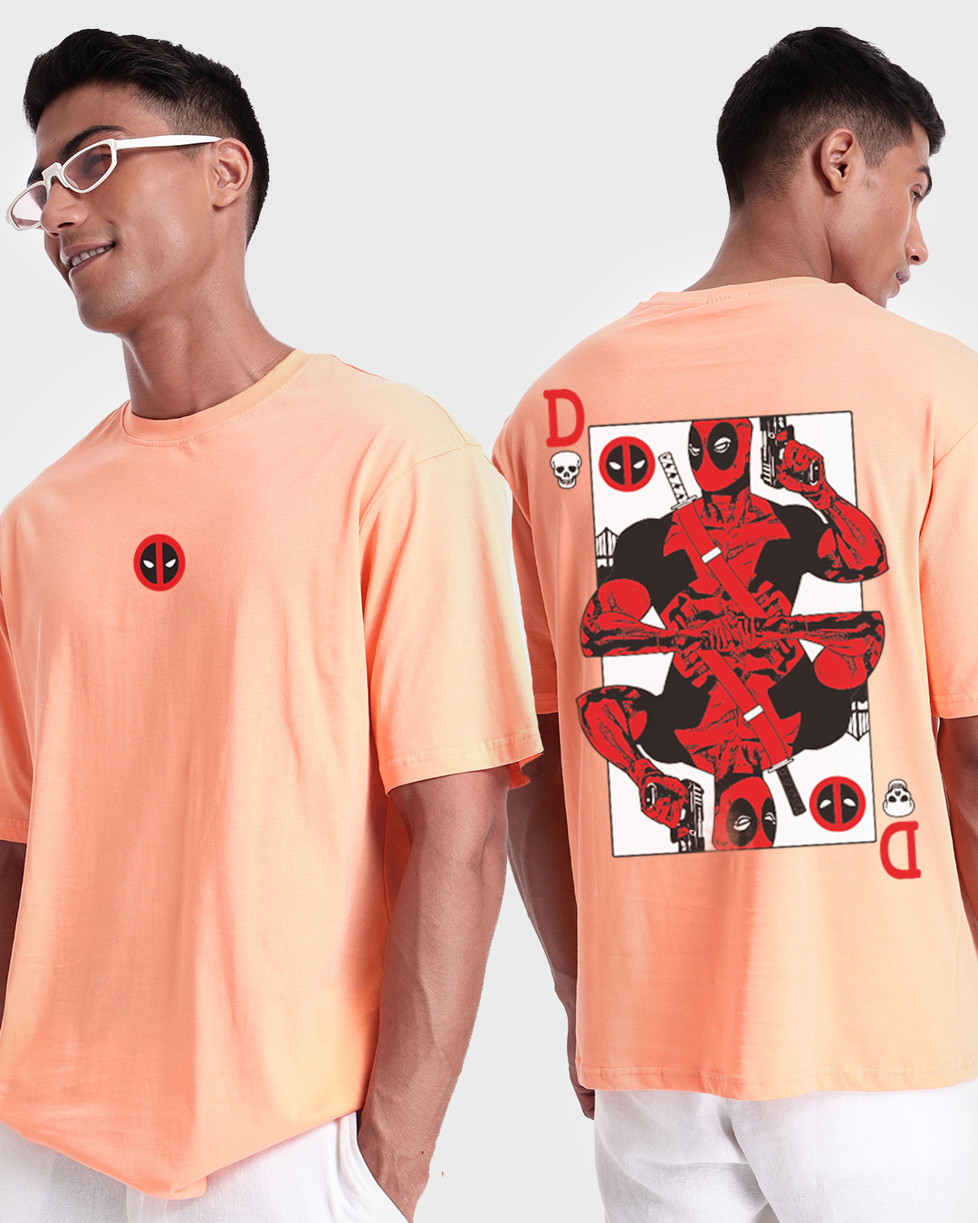 Buy Mens Orange King Deadpool Graphic Printed Oversized T Shirt Online