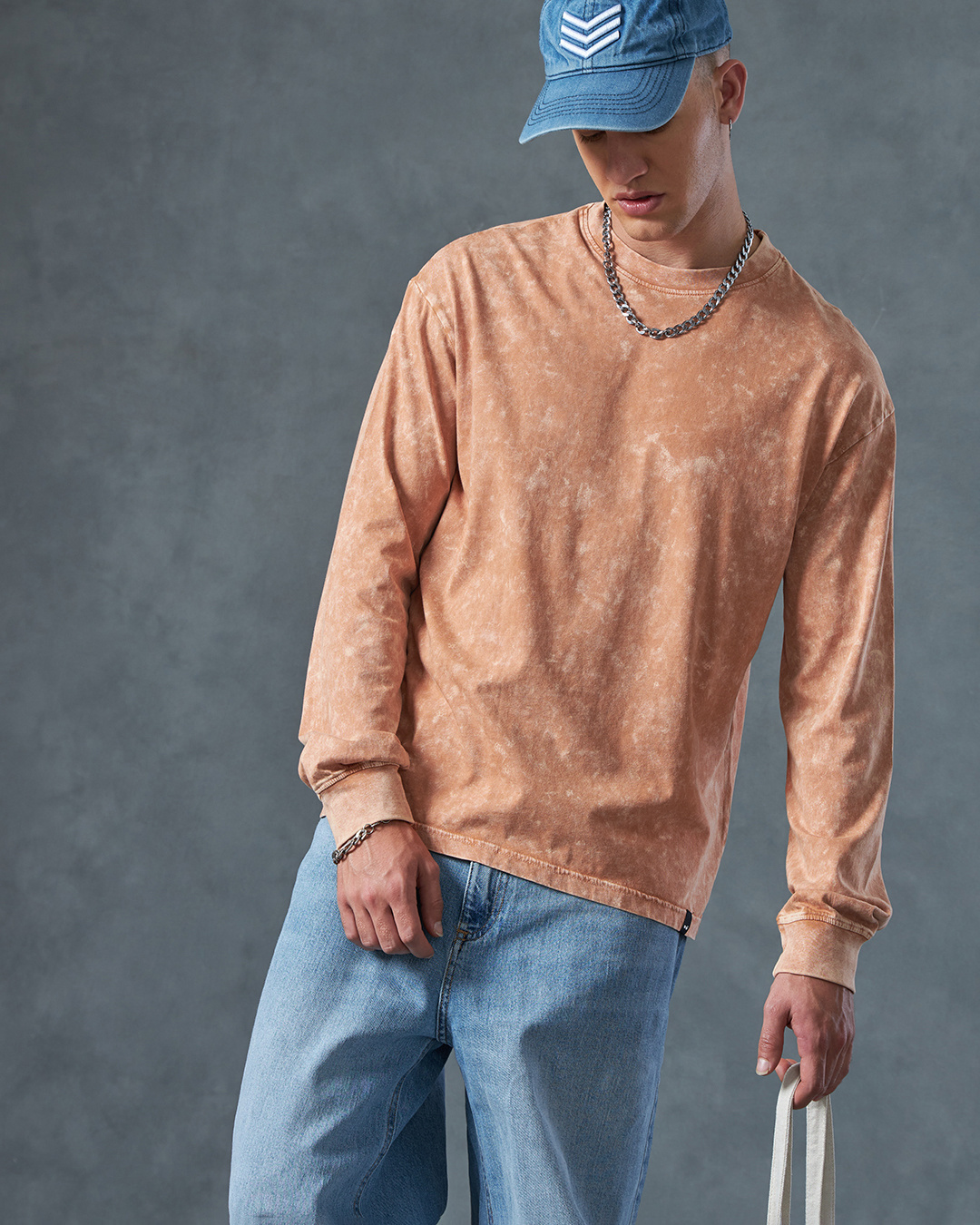 Buy Men's Orange Oversized Acid Wash T-shirt Online at Bewakoof