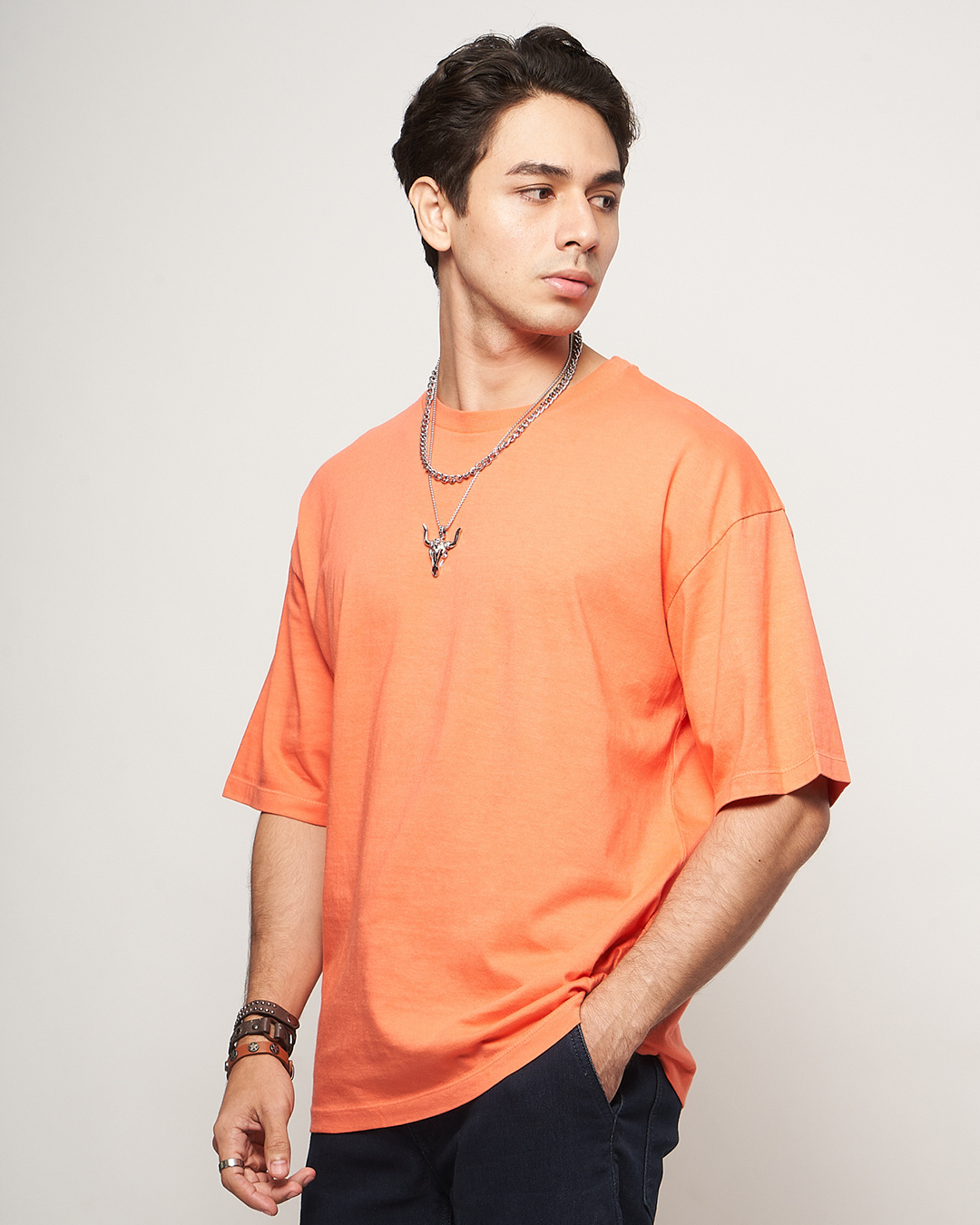 Buy Mens Orange Oversized T-shirt Online at Bewakoof