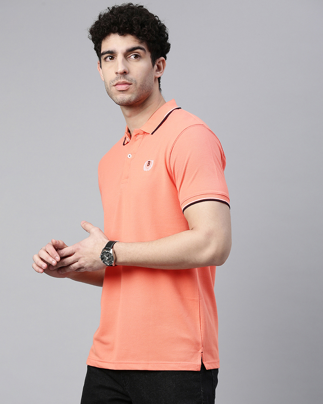 Shop Men's Orange Polo T-shirt-Back