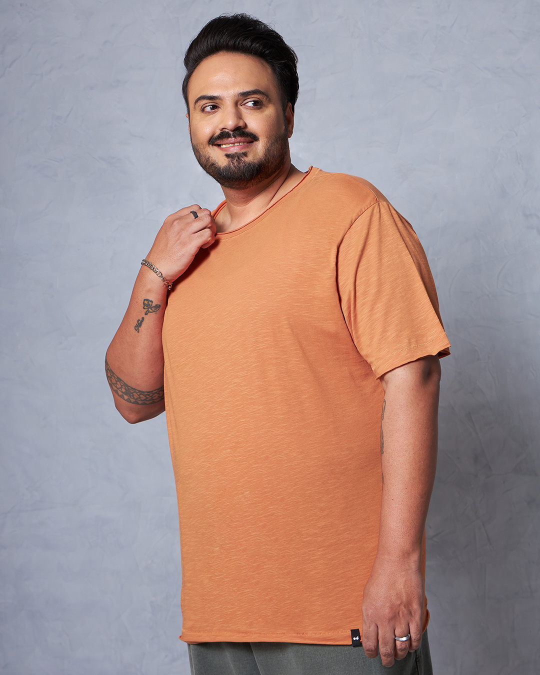 Shop Men's Orange Plus Size T-shirt-Back