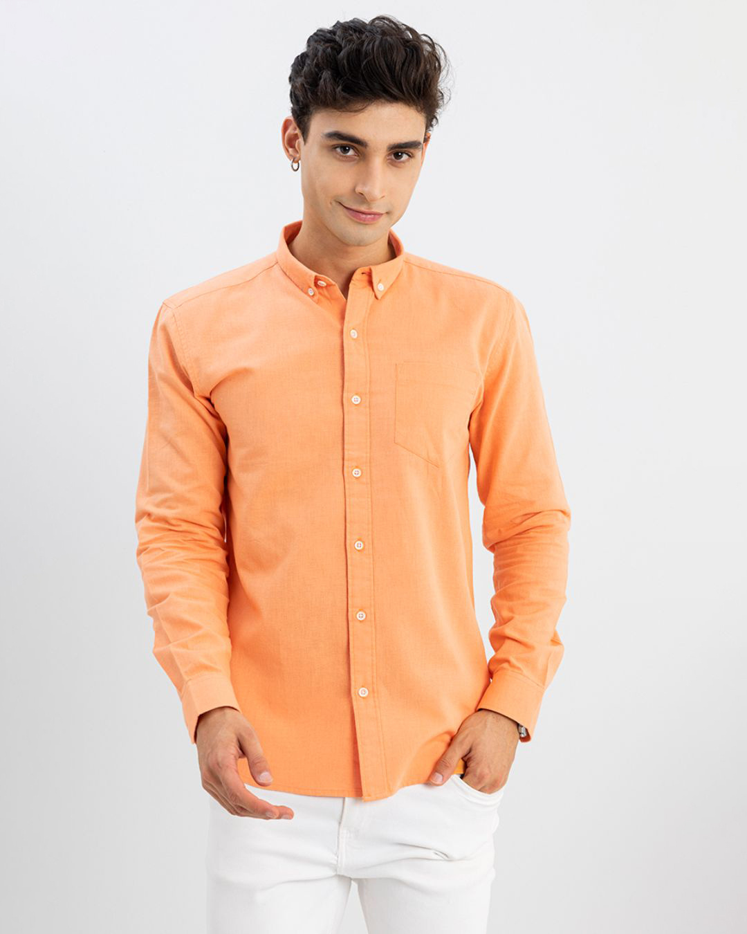 Buy Men's Orange Slim Fit Shirt Online at Bewakoof