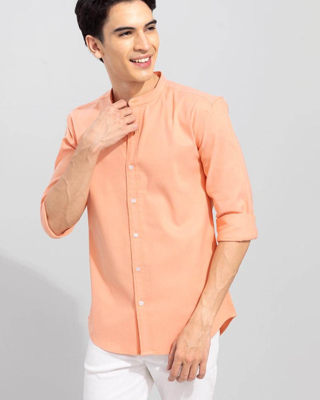 Shop Men's Orange Slim Fit Shirt-Back