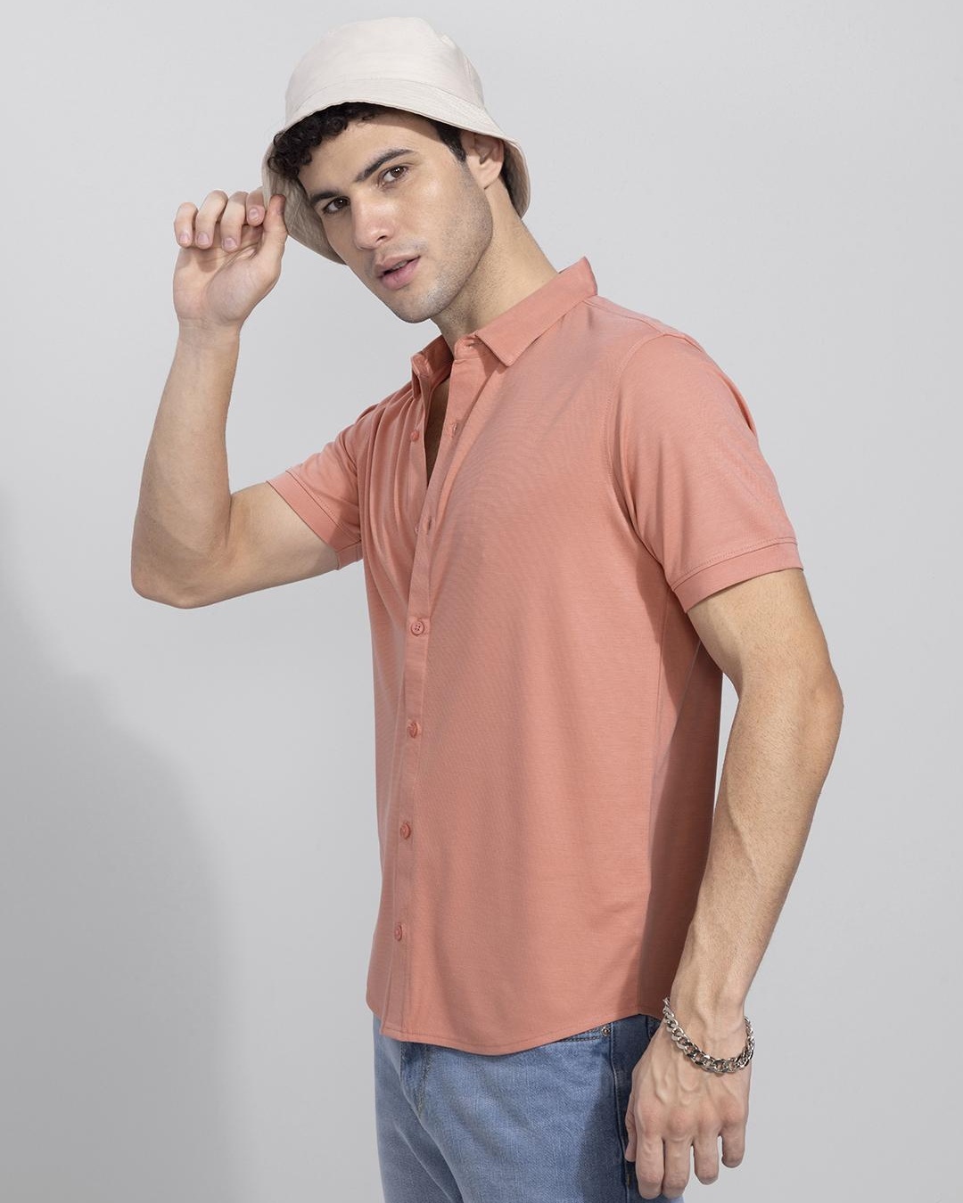 Shop Men's Orange Slim Fit Shirt-Back